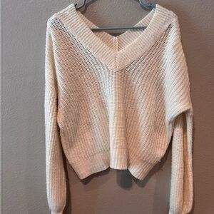 Derek Heart Cream V-Neck Sweater